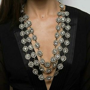 Long layered crystal necklace